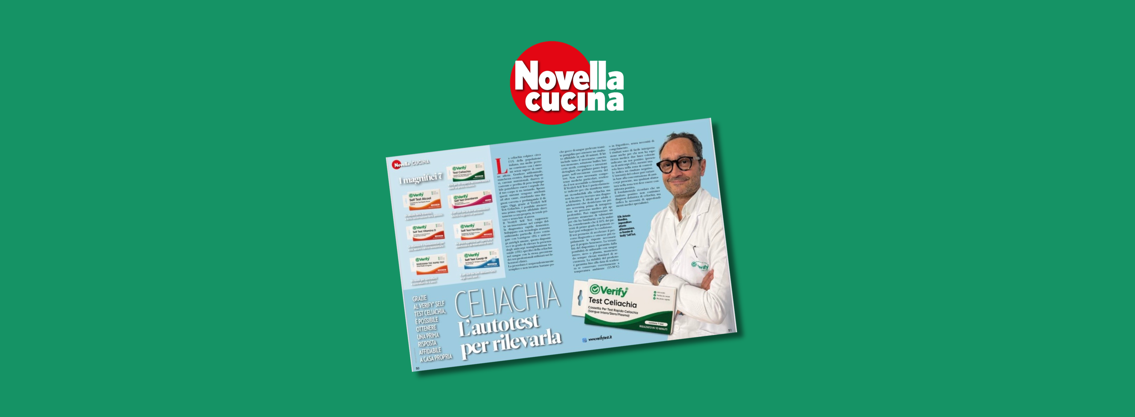 VERIFY® in edicola su Novella Cucina: focus sul test autodiagnostico per la celiachia