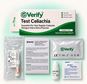 Verify®  Test Celiachia ( SOLO PER USO PROFESSIONALE ) – contenuto del kit e foglietto illustrativo