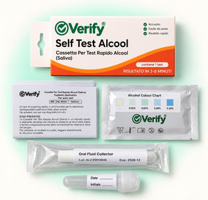 Verify® Self Test Alcool – contenuto del kit e foglietto illustrativo